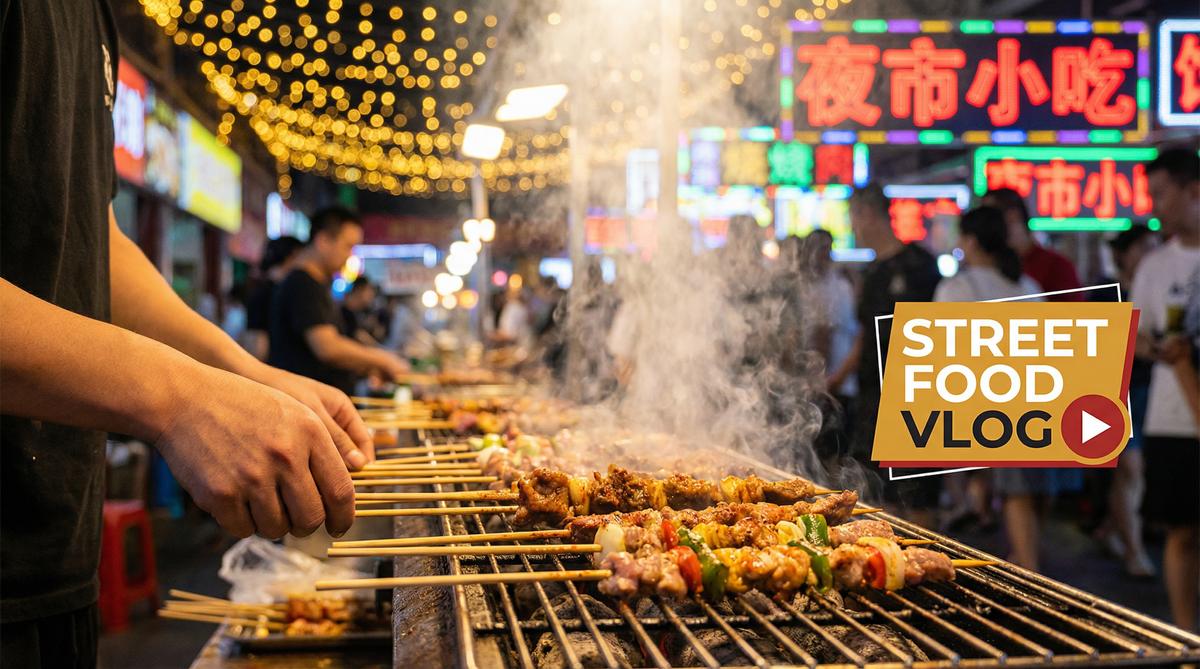 柚子猫美食视频-夜市街头美食